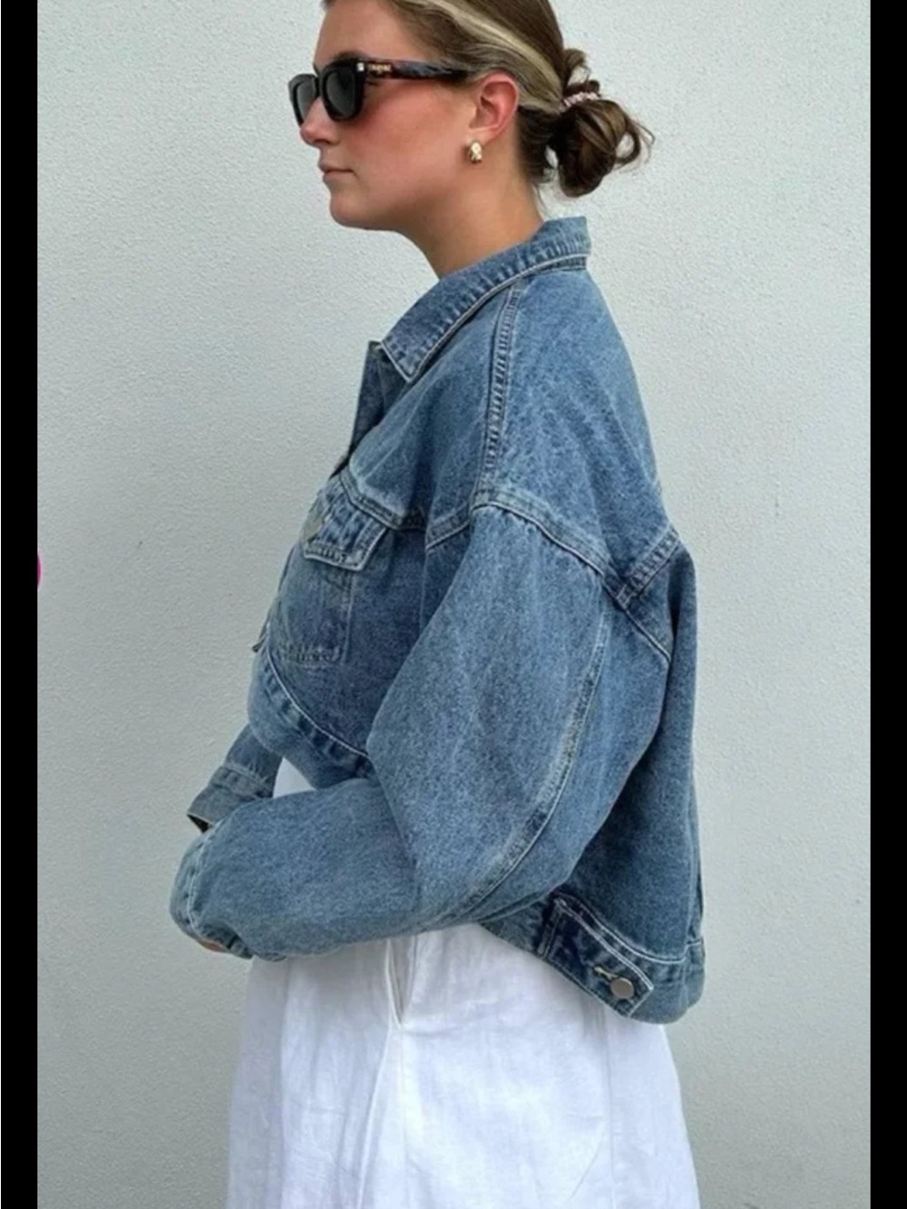 NWT Fore Lana High-Low Denim Jacket – Modern Minimalist Chic size Medium - Picture 4 of 12